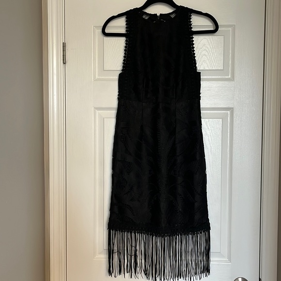 Black lace dress with fringe size small - Picture 1 of 6
